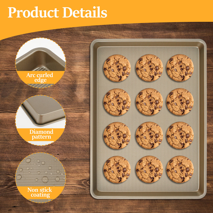 2 Pcs Cookie Sheet with Diamond Texture