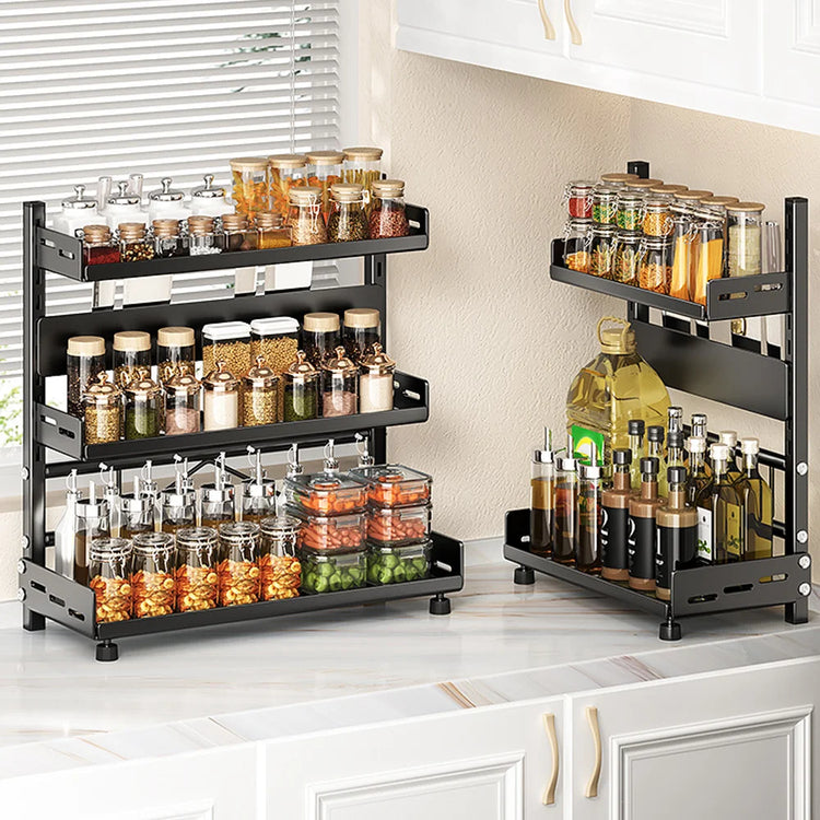 [UK Stock] Kitchen Shelves Kitchen Storage Rack Jar Organization Cupboard Seasoning Storage Rack Kitchen Accessories