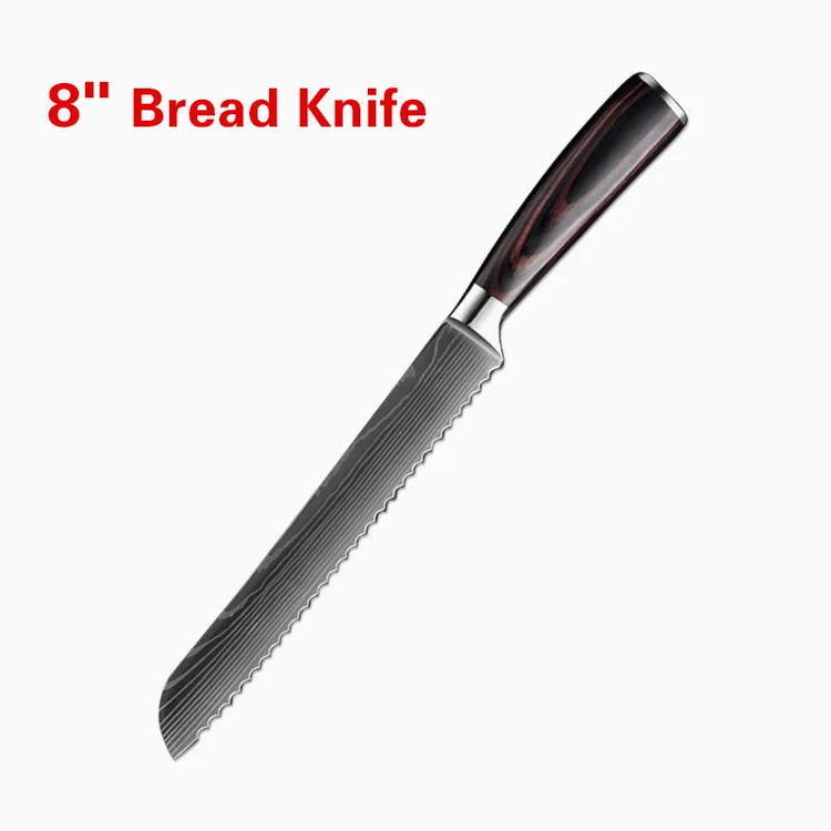 Kitchen Knife Set Professional Chef Japanese Knife 7CR17 Damascus Knife Cleaver Meat Fish Chicken Vegetable Fruit Fillet Knives