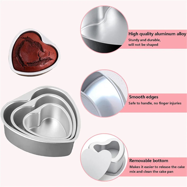 3-Piece 4/6/8inch Heart-Shaped Cake Pan