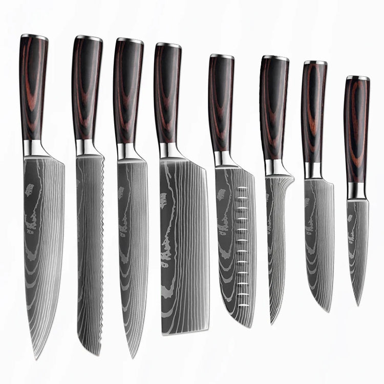 Kitchen Knife Set Professional Chef Japanese Knife 7CR17 Damascus Knife Cleaver Meat Fish Chicken Vegetable Fruit Fillet Knives