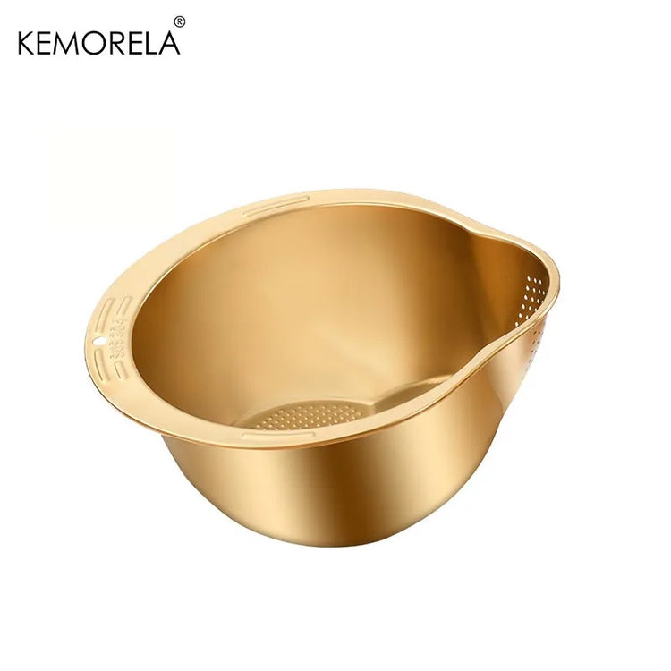 Rice Washer Strainer Bowl Stainless Steel 304 Rice Washing Bowl Rice Sieve Colander Fruit And Vegetable Strainer Kitchen Tools