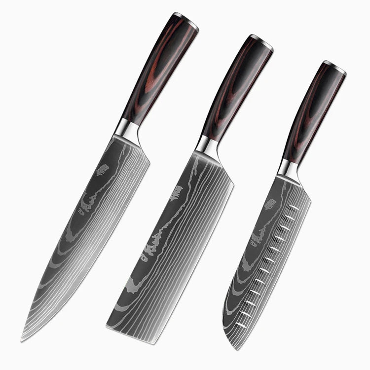 Kitchen Knife Set Professional Chef Japanese Knife 7CR17 Damascus Knife Cleaver Meat Fish Chicken Vegetable Fruit Fillet Knives