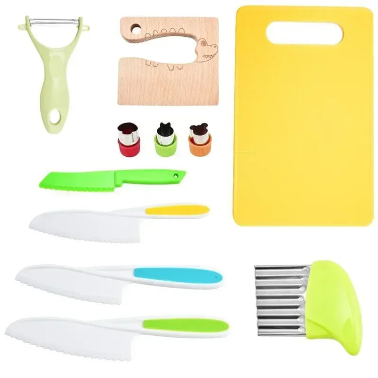 11/13/17PCS Kids Cooking sets Real Cooking Montessori Kitchen Tools for Toddlers Kids Safe Knives for 2/3/4/5/6/7/8 Year Old