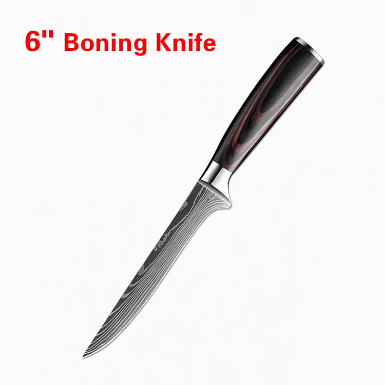 Kitchen Knife Set Professional Chef Japanese Knife 7CR17 Damascus Knife Cleaver Meat Fish Chicken Vegetable Fruit Fillet Knives