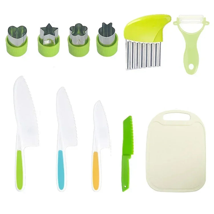 11/13/17PCS Kids Cooking sets Real Cooking Montessori Kitchen Tools for Toddlers Kids Safe Knives for 2/3/4/5/6/7/8 Year Old