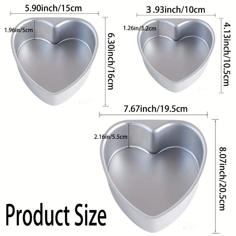 3-Piece 4/6/8inch Heart-Shaped Cake Pan