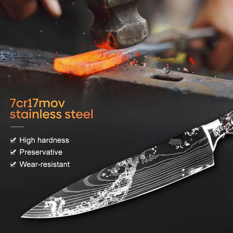 Kitchen Knife Set Professional Chef Japanese Knife 7CR17 Damascus Knife Cleaver Meat Fish Chicken Vegetable Fruit Fillet Knives