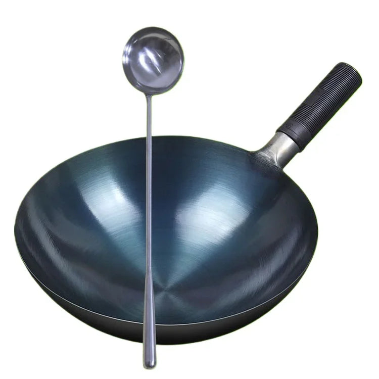 32/34cm Seasoning Blue Iron Wok Nonstick