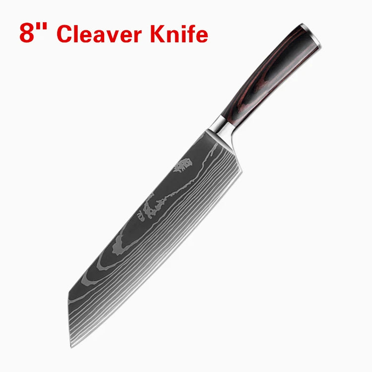 Kitchen Knife Set Professional Chef Japanese Knife 7CR17 Damascus Knife Cleaver Meat Fish Chicken Vegetable Fruit Fillet Knives