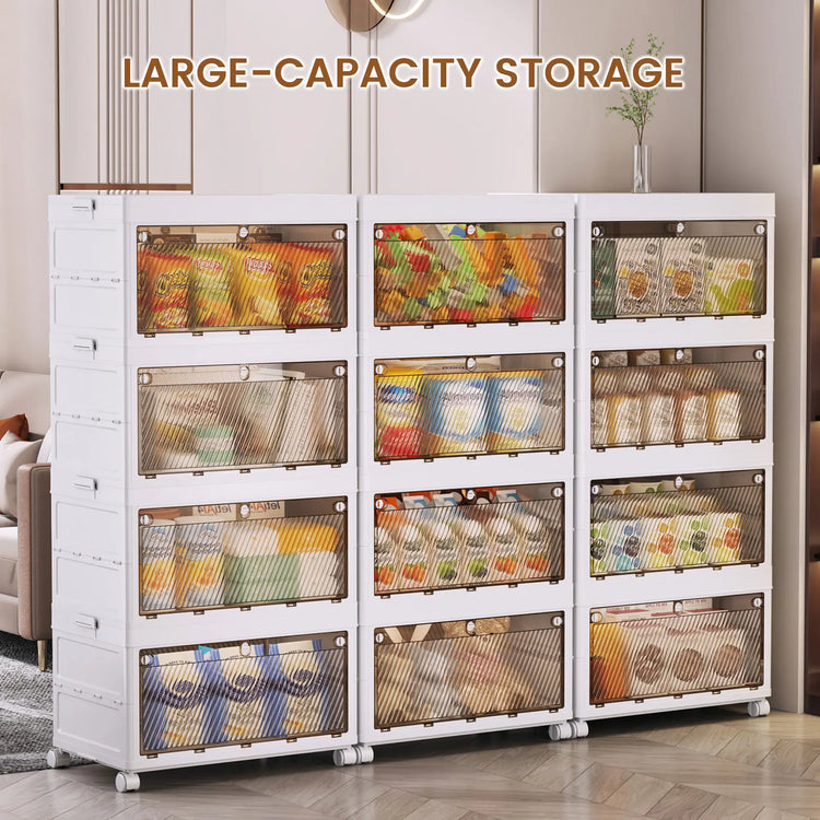 1/2/3/4/5 Tier Collapsible Storage Bins with Doors - Stackable Toy Storage Containers, Foldable Plastic Storage Bin for Books