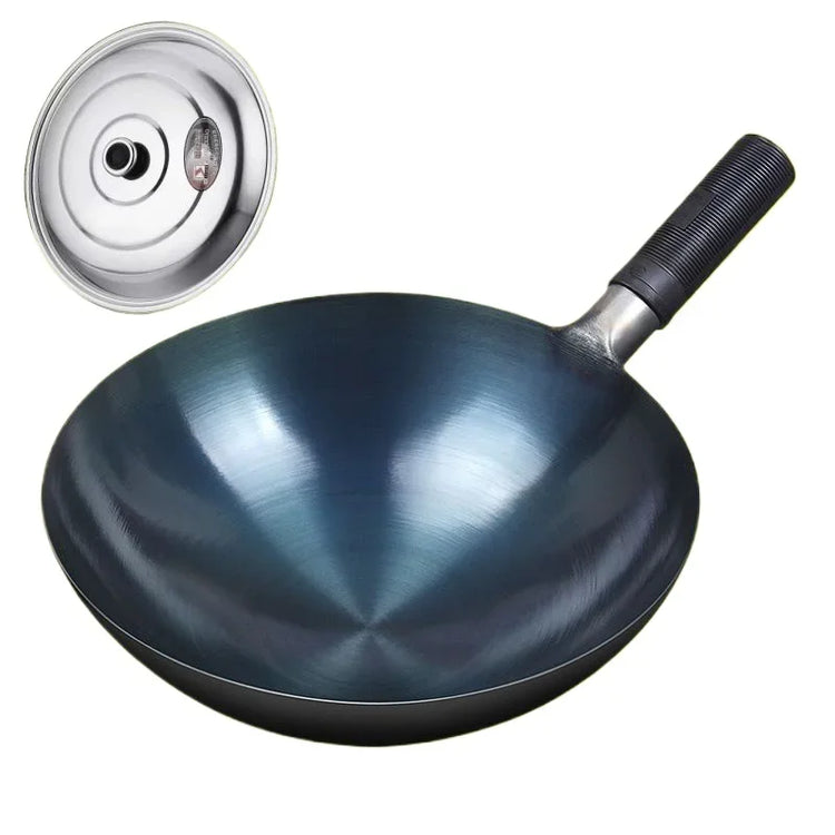 32/34cm Seasoning Blue Iron Wok Nonstick