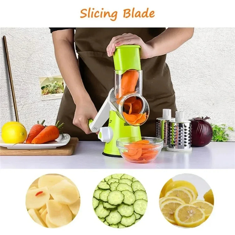 Vegetable Cutter & Slicer Manual Kitchen Cheese Chopper Machine With 3 Sharp Drums Multifunctional Garlic Potato Shredder