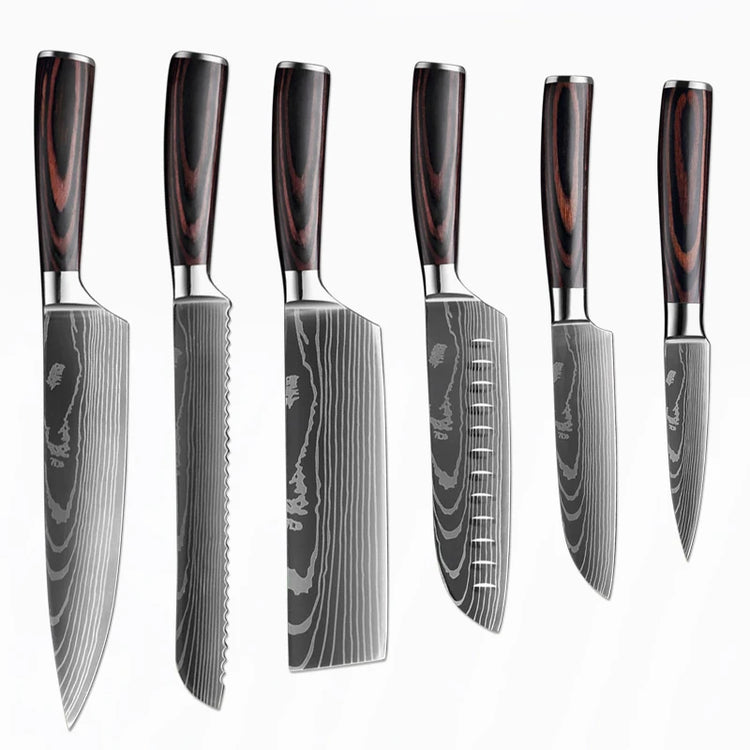 Kitchen Knife Set Professional Chef Japanese Knife 7CR17 Damascus Knife Cleaver Meat Fish Chicken Vegetable Fruit Fillet Knives