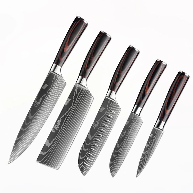 Kitchen Knife Set Professional Chef Japanese Knife 7CR17 Damascus Knife Cleaver Meat Fish Chicken Vegetable Fruit Fillet Knives