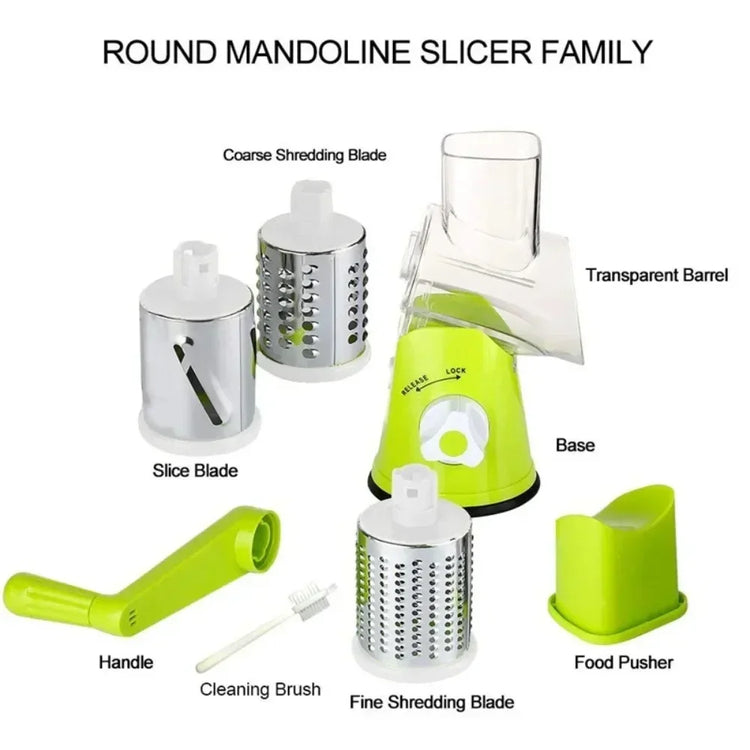 Vegetable Cutter & Slicer Manual Kitchen Cheese Chopper Machine With 3 Sharp Drums Multifunctional Garlic Potato Shredder