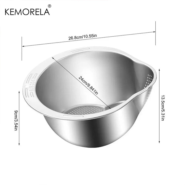 洗米器滤米碗 不锈钢304洗米碗 米筛漏勺 水果蔬菜滤网 厨房小工具