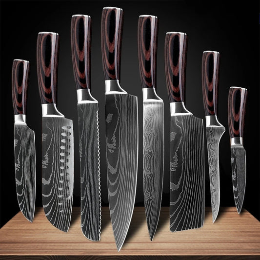 Kitchen Knife Set Professional Chef Japanese Knife 7CR17 Damascus Knife Cleaver Meat Fish Chicken Vegetable Fruit Fillet Knives