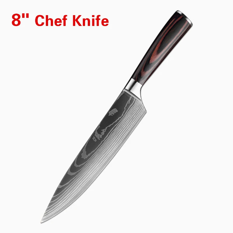 Kitchen Knife Set Professional Chef Japanese Knife 7CR17 Damascus Knife Cleaver Meat Fish Chicken Vegetable Fruit Fillet Knives