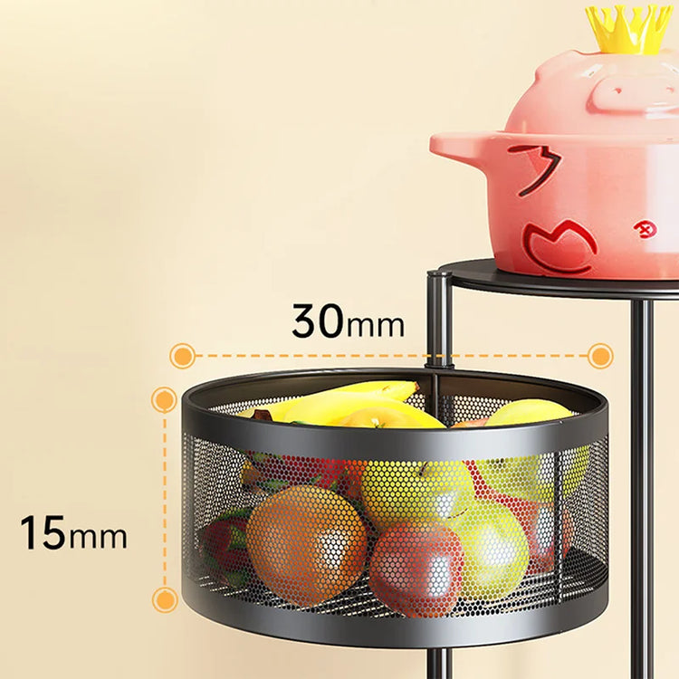 厨房收纳架多层可旋转储物架蔬菜篮可拆卸家用滚动收纳车手推车