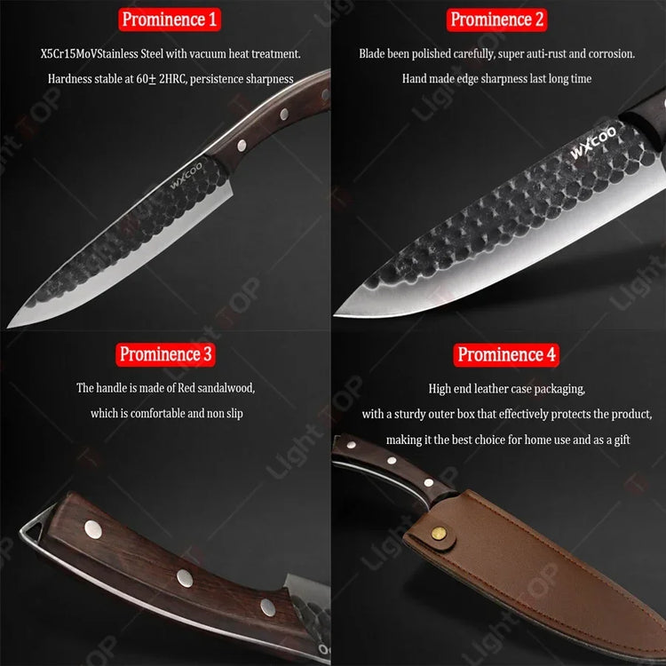 Professional Kitchen Knife Set Hand-forged Butcher Knives 5Cr15MoV Steel Fish Killing Knife Sharp Meat Cutting Chef Knife